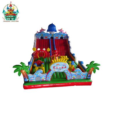 China 2019 PVC Kids Shark Amusement Park Inflatable Bouncer Inflatable Slide Castle Demonstration/Party/Fun for sale