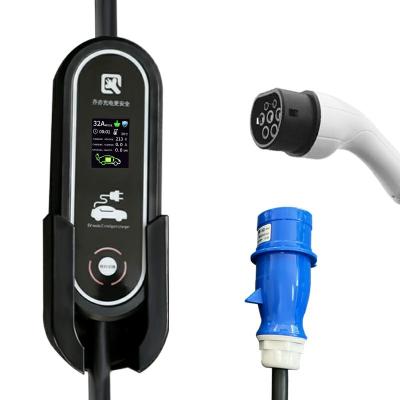 China ABS+PC Portable Level 2 EV Charger, 32 Amp 110-240V, type2 10/16/20/24/32A Adjustable Plug-In EV Charging for sale