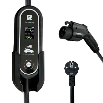 China ABS+PC Level 1-2 EV Charger 100-240V 16A 25FT Portable EVSE NEMA 6-20 Plug with NEMA 5-15 Adapter Electric Vehicle Charging Station for sale