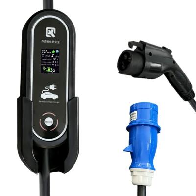 China ABS+PC Level 2 EV Charger 32 Amp 110-240V Portable Electric Car Charger with J1772 Charging Cable Plug 10/16/22/24/32A Adjustable for sale