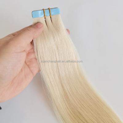 China Tape Stock Ins Hair Extension Silky Straight Skin White Wave Weft Blonde for sale