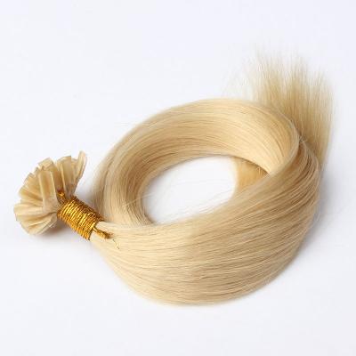 China Silky Straight Blonde Wave #613 Color Nail-Tip Keratin Prebonded Hair U-Tip Extension Hair for sale