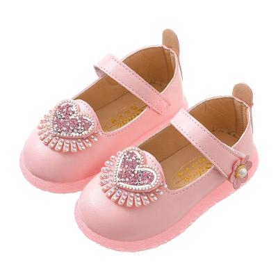 China Deodorization Girls Leather Trim Non-slip Soft-Soled Home Outdoor Line Shoes All-match Princess Sequins Cute Fashion Shoes for sale