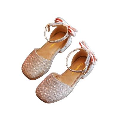 China New Factory Wholesale Price Rhinestone Princess Style Party Prom Flat Dancing Beautiful Pumps Elegant Girls Shoes for sale