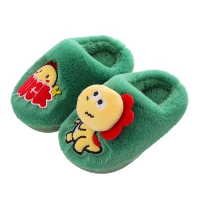 China Latest Deodorization Design Cartoon Dinosaur Autumn Winter Warm Boy Cotton Slippers For Kids for sale