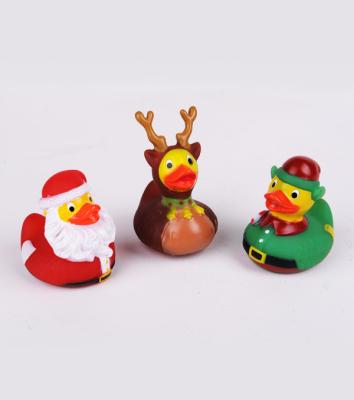 China Verzierte Minigrößen-Weihnachtsgummienten-Sankt-Ente, Rotwild ducken sich, Weihnachtsferiengeschenk-Entenspielzeug zu verkaufen