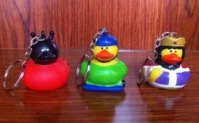 China Various Mini Keychains Duck Toy , LED Character Rubber Duck Keychains Ring for sale