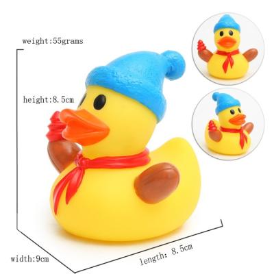 China Eco - Friendly Children Toy Collectible Rubber Ducks Christmas Ornament 7cm Height for sale