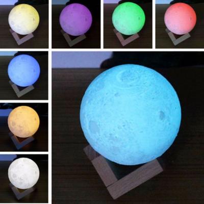 China Impresión recargable multicolora de la lámpara 3D de la luna del muñeco de nieve del control de golpecito que destella LED en venta