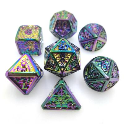 China Game Playing Dice Sill Panels RPG Carve Table Games Sales Promotion Polyhedral Metal Carves Zinc Alloy Digital Dnd Carve 7 Set D4 D6 D8 D10 D12 D20 for sale