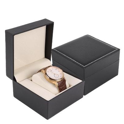 China Handmade Luxury Simple Watch Packaging Box PU Leather Watch Gift Storage Box for sale