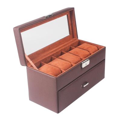 China Vintage Classic Elegant Luxury Custom Logo Painting Square Motor Watch Box Classic 10 Slots Baking Wooden Watch Box 10 Slots for sale