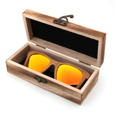 China Handmade Flat Solid Wood Non-painted Wooden Case Gift Box Packing Sunglasses Outdoor for sale