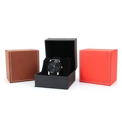 China Wooden Fashion PU Watch Gift Box Luxury Simple Leather Watch Packaging Box Wholesale OEM for sale