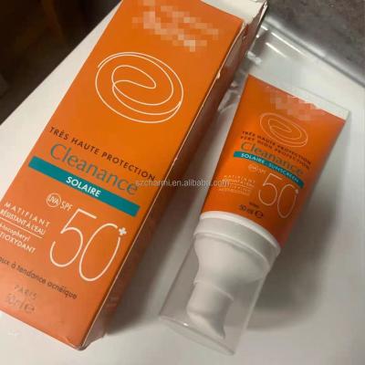 China Eco-Friendly 50ml SPF50+ Oil Acne Skin Face or Body Sunscreen Refreshing Double Care Oil Control Sunscreen for sale