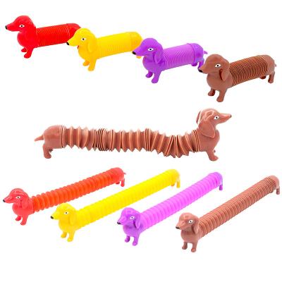 China Wholesale High Quality Plastic Animal Shape Toy Decompression Pop Tube Fidget Toy Sensory Toy Dog Pipe Stretch Pipe for sale