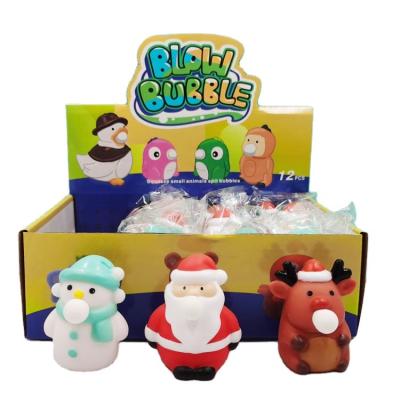 China 2022 New Arrivals Effort Of PVC Anti Santa Claus Deer Snowman Christmas Toys Squishy For Children Squeezing Toy Spit Bubble Toy for sale