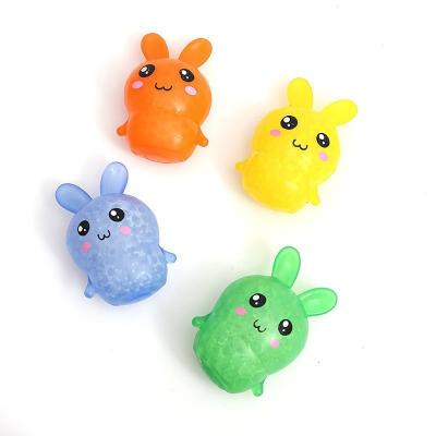 China 2022 Soft TPR Easter Bunny Rubber Decompression Toy Decompression Rabbit Beads Ball Squeezing Toy Amazon New Hot Toys for sale