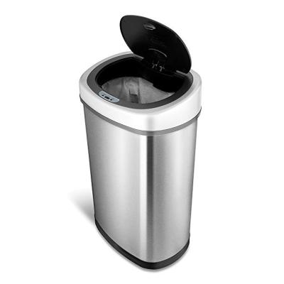 China Wholesale Viable Stainless Steel 50L Sensor Household Waste Trash Bin With Sensor Tip Classic Electronic Trash Can for sale