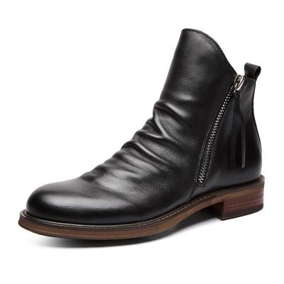 China Unisex Fashion Women Chelsea Boots Leather Boots Lady Big Toe Business Casual Cowboy Boot Zipper Vintage Round Tall Men's Fashion Dress Top Riding Boots for sale