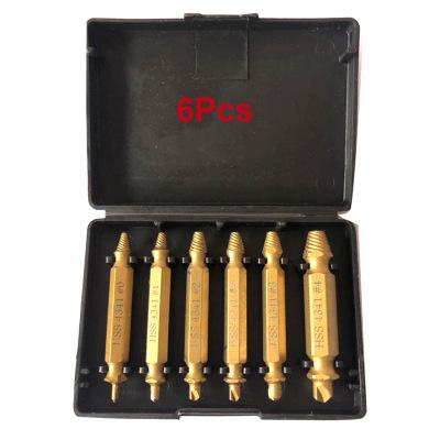 China Screw Remover Set 6 Pcs Damaged&Stripped Screw Extractor Remover Tool Made From HSS 4341 High Speed ​​Steel Drill Bit Set for sale