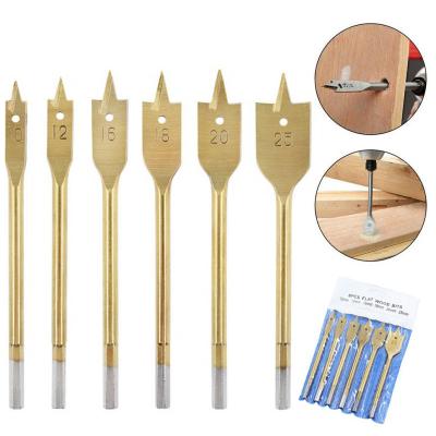 China 6pcs/set Drilling 6pcs/set Woodworking Flat Bit Titanium Pallet Woodworking Titanium Pallet Carbon Steel Shovel Drill Bit Liner Set for sale