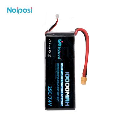 China High Capacity Lipo Battery 10000mAh 7.4V 2S 25C Burst 50C RC Lithium Polymer Battery Pack For Hobby UAV 182*74*19mm for sale