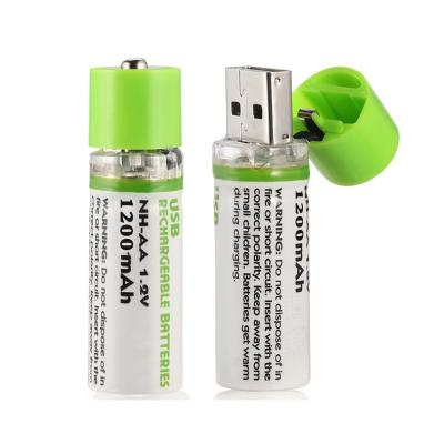 China toys aa usb 1.2v 1200mah rechargeable li-ion battery cell 2 packs lithium batteries for sale