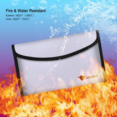 China Fire Retardant Fireproof Fiberglass Bag Double Side Security Document Pouch for sale