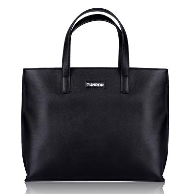 China 2020 TUNROP Black Tote Bag Ladies High Quality Leather Handbag The Real Set Black Shopping Bags Tote Bags for sale