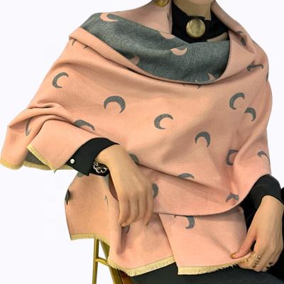 China Keep Warm Long Moon Scarf Winter Cashmere Women's Scarf Shawl Print Warm Custom Warm Unisex Scarf for sale