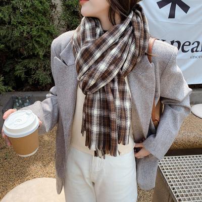 China Wholesale Custom Cashmere Logo Scarf Outdoor Plaid Print Cashmere Scarf Winter Keep Warm Cashmere Scarf for sale