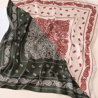 China New Fashion 70x70 Square Print Cashew Print Ladies Scarf Polyester Square Ladies Scarf Headband for sale