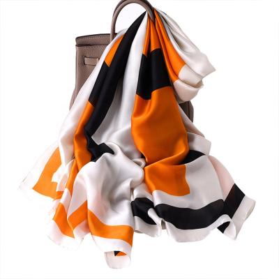 China Long New 2021 Letter Printing Long Silk Scarf Women's Gauze Luxury Scarf for sale