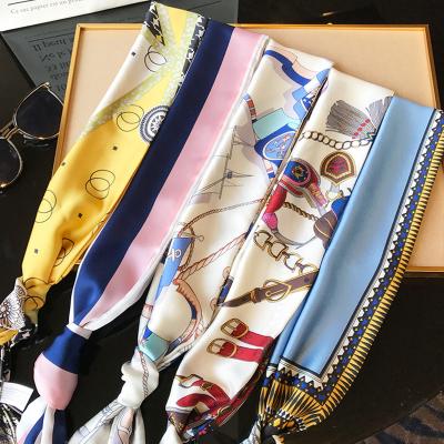 China New Spring Summer Fashion Style Sunscreen Narrow Silk Scarf Long Ribbon Silk Scarf For Women for sale