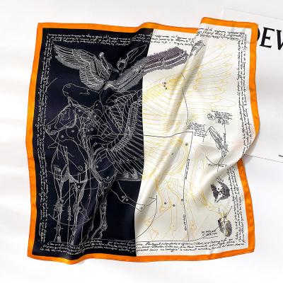 China Factory Wholesale Two Color Fashionable Animal Printed Silk Scarf Women 53*53cm Square Silk Scarf for sale