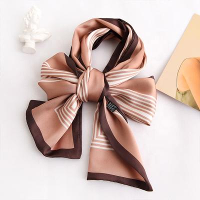 China Square Korean Silk Hair Version Summer Decorative Striped Long Scarf Women's Scarves for sale