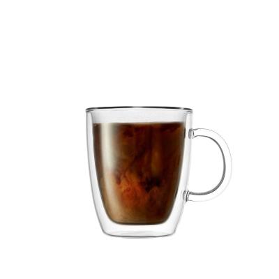 China Berisware 11.84Oz/350ml Borosilicate Glass Cup Eco-Friendly Double Hand Blown Wall Glass Mug For Coffee Or Tea for sale