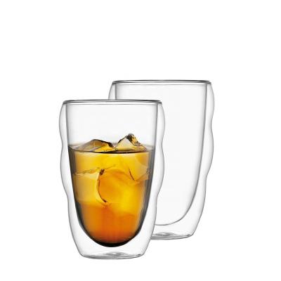 China Berisware 10.15Oz/300ml Borosilicate Clear Glass Double Wall Round Minimalist Eco-friendly Personalized Glass Mug For Coffee for sale