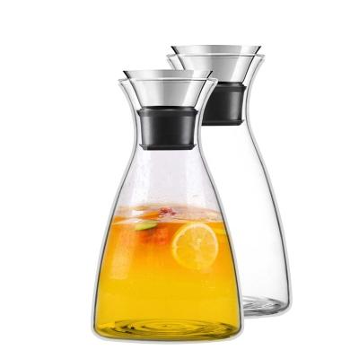 China Amazon Amazon Jug 1300ml Multi-Use Borosilicate Glass Sustainable Hot Selling Glass Carafe For Lemon Water for sale