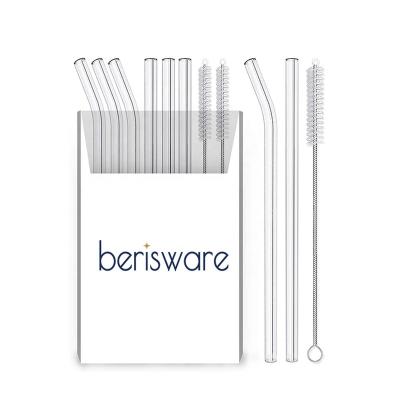 China New Reusable Clear Glass Straw Eco-Friendly Viable Straw High Borosilicate Glass Drinking Straw Colored Heat Resistant Berisware for sale