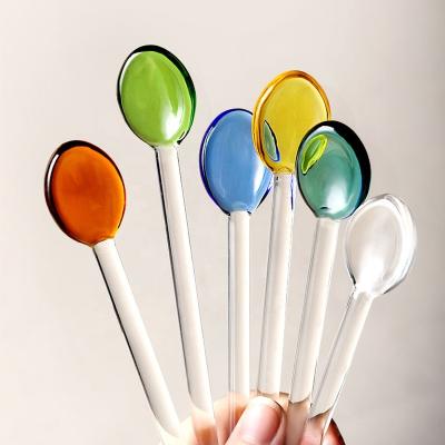 China Viable Clear Transparent Spoon Pipes Teaspoons With Long Handle For Salt Sugar Tea Coffee for sale