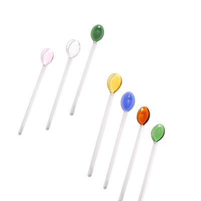 China Sustainable Coffee Stir Spoon Custom Colored Glass Crystal Dessert Spoon for sale