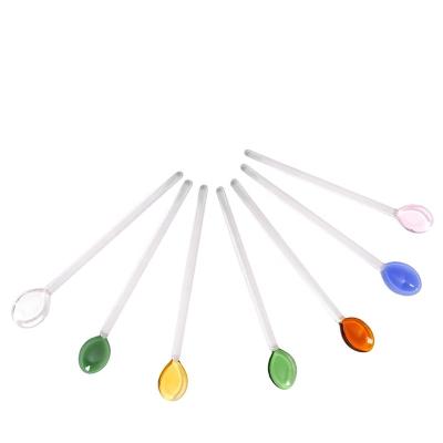 China Viable Handmade Reusable Glass Cocktail Milkshake Spoon Cold Drinks Spoon for sale