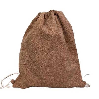 China Waterproof Popular Cork Drawstring Backpack Eco - Friendly Natural Leather Bag With Light Weight for sale