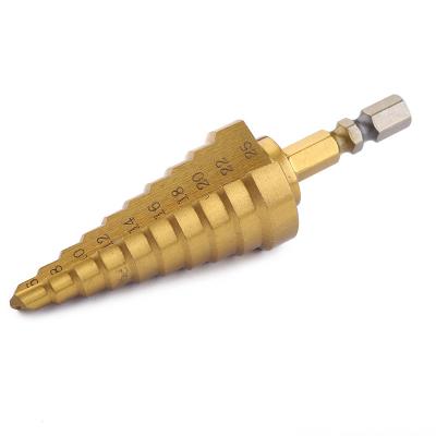 China HSS4241 Titanium Metal Straight Drilling Hex Shank 6-25mm Spline Step Drill Bit Power Tool for sale