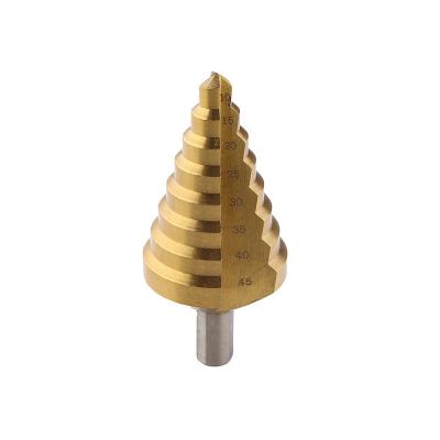 China Metal Drilling HSS Steel Triangular Handle Step Drill Bit 10-45mm For Sheet Metal Drilling for sale