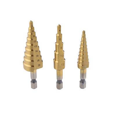 China 4241 3PC Metal Drilling Step Drill Bits 4241 3PC High Speed ​​Steel Wood Metal 4-12 4-20 Combination 3-12 Metric Drilling for sale