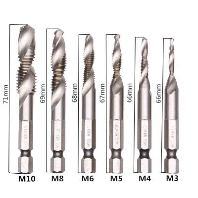 China 6pcs Metric Hex Shank Tap Drill Combinate Screw Thread Tap Tap Drill Bit Set Tool M3 for sale