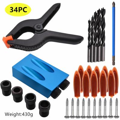 China Aluminum Alloy 15 Degree Hole Blue Slanted Locator Wood Furniture Woodworking Connection Installation Splicing Tool for sale